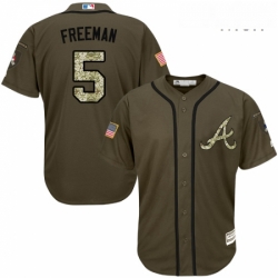 Mens Majestic Atlanta Braves 5 Freddie Freeman Authentic Green Salute to Service MLB Jersey