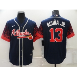 Men's Nike Atlanta Braves 13 Ronald Acuna Jr Navy 2021 New Jersey