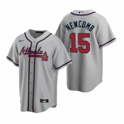 Mens Nike Atlanta Braves 15 Sean Newcomb Gray Road Stitched Baseball Jersey