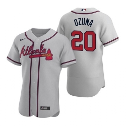 Mens Nike Atlanta Braves 20 Marcell Ozuna Gray Alternate Stitched Baseball Jersey