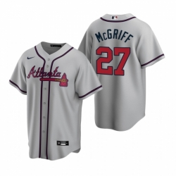 Mens Nike Atlanta Braves 27 Fred McGriff Gray Road Stitched Baseball Jersey