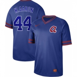 Mens Nike Atlanta Braves 44 Hank Aaron Royal Authentic Cooperstown Collection Stitched Baseball Jerse