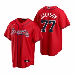 Mens Nike Atlanta Braves 77 Luke Jackson Red Alternate Stitched Baseball Jersey