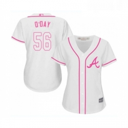 Womens Atlanta Braves 56 Darren O Day Replica White Fashion Cool Base Baseball Jersey 