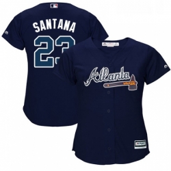 Womens Majestic Atlanta Braves 23 Danny Santana Replica Blue Alternate Road Cool Base MLB Jersey 