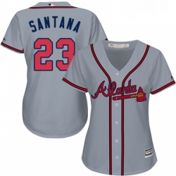 Womens Majestic Atlanta Braves 23 Danny Santana Replica Grey Road Cool Base MLB Jersey 