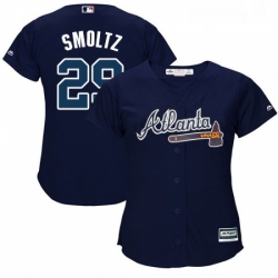 Womens Majestic Atlanta Braves 29 John Smoltz Replica Blue Alternate Road Cool Base MLB Jersey