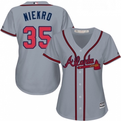 Womens Majestic Atlanta Braves 35 Phil Niekro Authentic Grey Road Cool Base MLB Jersey