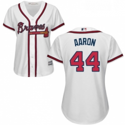 Womens Majestic Atlanta Braves 44 Hank Aaron Replica White Home Cool Base MLB Jersey