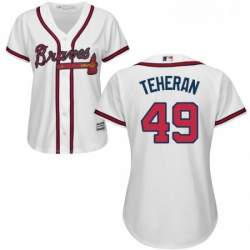 Womens Majestic Atlanta Braves 49 Julio Teheran Replica White Home Cool Base MLB Jersey