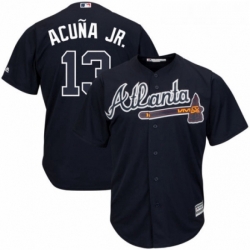 Youth Atlanta Braves 13 Ronald Acua Jr Majestic Navy Alternate Official Cool Base Player Jersey 