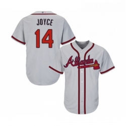 Youth Atlanta Braves 14 Matt Joyce Replica Grey Road Cool Base Baseball Jersey 