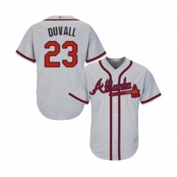 Youth Atlanta Braves 23 Adam Duvall Replica Grey Road Cool Base Baseball Jersey 