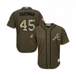 Youth Atlanta Braves 45 Kevin Gausman Authentic Green Salute to Service Baseball Jersey 