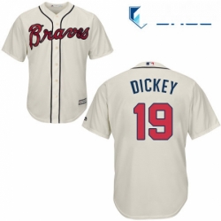 Youth Majestic Atlanta Braves 19 RA Dickey Authentic Cream Alternate 2 Cool Base MLB Jersey