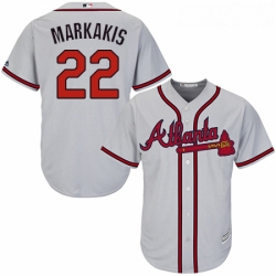 Youth Majestic Atlanta Braves 22 Nick Markakis Replica Grey Road Cool Base MLB Jersey