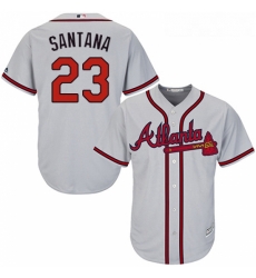 Youth Majestic Atlanta Braves 23 Danny Santana Authentic Grey Road Cool Base MLB Jersey 