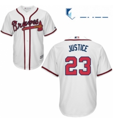 Youth Majestic Atlanta Braves 23 David Justice Replica White Home Cool Base MLB Jersey