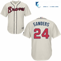 Youth Majestic Atlanta Braves 24 Deion Sanders Replica Cream Alternate 2 Cool Base MLB Jersey