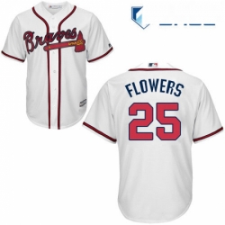 Youth Majestic Atlanta Braves 25 Tyler Flowers Authentic White Home Cool Base MLB Jersey