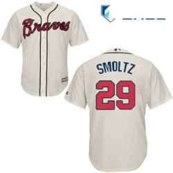 Youth Majestic Atlanta Braves 29 John Smoltz Authentic Cream Alternate 2 Cool Base MLB Jersey