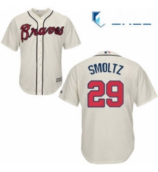 Youth Majestic Atlanta Braves 29 John Smoltz Replica Cream Alternate 2 Cool Base MLB Jersey