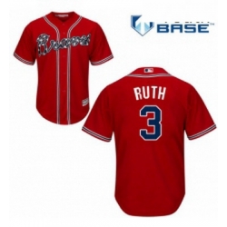 Youth Majestic Atlanta Braves 3 Babe Ruth Authentic Red Alternate Cool Base MLB Jersey