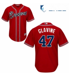 Youth Majestic Atlanta Braves 47 Tom Glavine Authentic Red Alternate Cool Base MLB Jersey