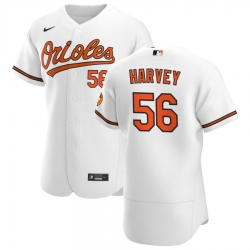 Men Baltimore Orioles 56 Hunter Harvey Men Nike White Home 2020 Flex Base Player MLB Jersey