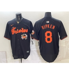 Men Baltimore Orioles  8 Cal Ripken Jr  Black With Patch Vapor Premier Limited Stitched Baseball Jersey