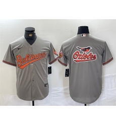 Men Baltimore Orioles Gray Team Big Logo Cool Base Stitched Jersey 1