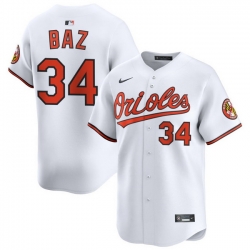 Men Baltimore Orioles Nike Home Limited Jersey White Baz Shane 34