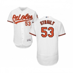 Mens Baltimore Orioles 53 Dan Straily White Home Flex Base Authentic Collection Baseball Jersey