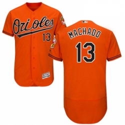 Mens Majestic Baltimore Orioles 13 Manny Machado Orange Alternate Flex Base Authentic Collection MLB Jersey