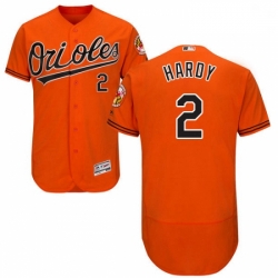 Mens Majestic Baltimore Orioles 2 JJ Hardy Orange Alternate Flex Base Authentic Collection MLB Jersey