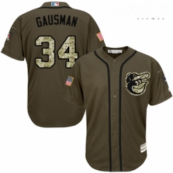 Mens Majestic Baltimore Orioles 34 Kevin Gausman Replica Green Salute to Service MLB Jersey