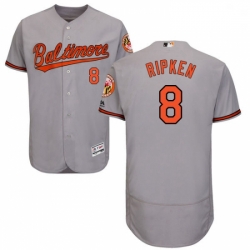 Mens Majestic Baltimore Orioles 8 Cal Ripken Grey Road Flex Base Authentic Collection MLB Jersey