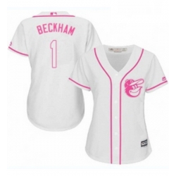 Womens Majestic Baltimore Orioles 1 Tim Beckham Authentic White Fashion Cool Base MLB Jersey 