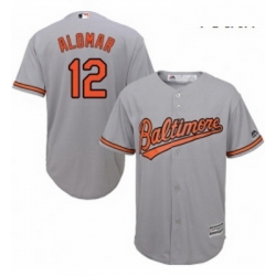 Youth Majestic Baltimore Orioles 12 Roberto Alomar Replica Grey Road Cool Base MLB Jersey 