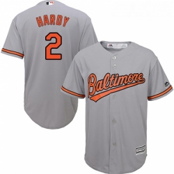 Youth Majestic Baltimore Orioles 2 JJ Hardy Replica Grey Road Cool Base MLB Jersey