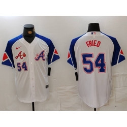 MLB Braves 54 Max Fried White City Connect Nike Cool Base Men Jersey 5