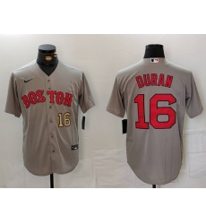 Men Boston Red Sox 16 Jarren Duran Grey Stitched Baseball Jersey 3