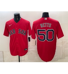 Men Boston Red Sox  50 Mookie Betts Red Cool Base Stitched Baseball Jersey
