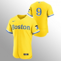 Men Boston Red Sox 9 Ted Williams Men Nike 2021 City Connect Gold Authentic MLB Jersey   No Name