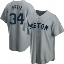 Men Boston Red Sox David Ortiz Gray Replica Road Cooperstown Collection Player Jersey