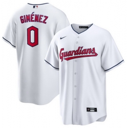 Men Cleveland Guardians 0 Andr E9s Gim E9nez White Cool Base Stitched Jersey