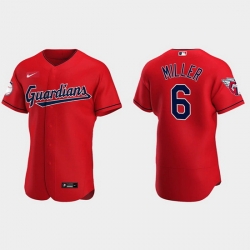 Men Cleveland Guardians 6 Owen Miller Red Flex Base Stitched Jerse