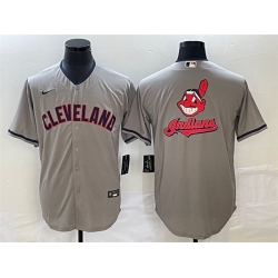 Men Cleveland Guardians Grey Team Big Logo Cool Base Stitched Jersey