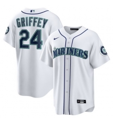 Men Mariners 24 Ken Griffey Jr  White Cool Base Jersey