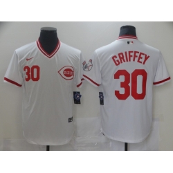 Men Nike Cincinati Reds Ken Griffey Jr 30 White Cool Base Stitched Pullover MLB Jersey